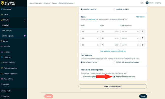 IS - Custom Shipping Method - Rates Table Blending Mode - Add All Applicable