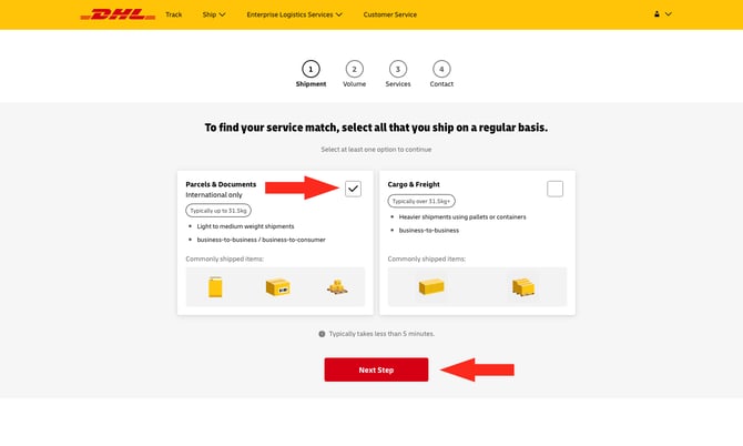 IS - DHL - Parcel Document Next Step
