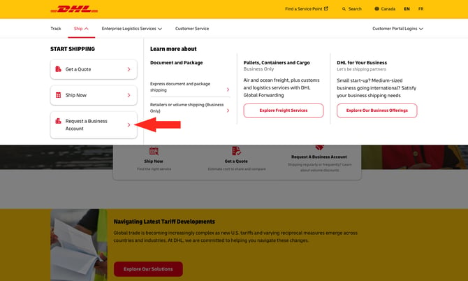 IS - DHL - Request Business Account