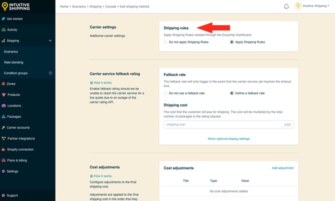 IS - Easyship Shipping Method - Carrier  Settings