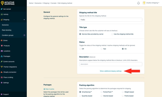 IS - FedEx Shipping Method - Show Additional Display Settings