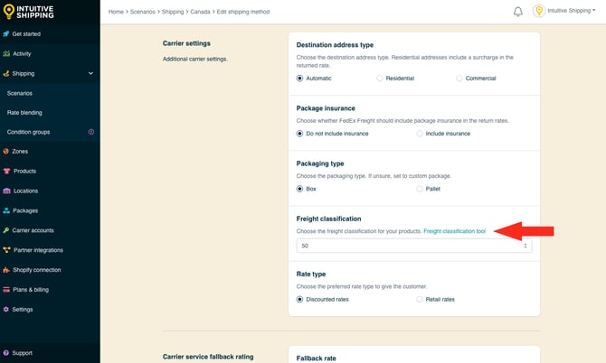 IS - Freight Service Shipping Method - Freight Classification Tool