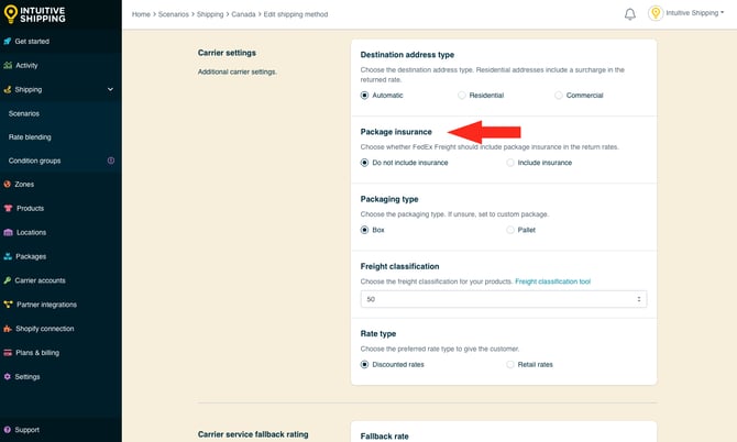 IS - Freight Service Shipping Method - Package Insurance