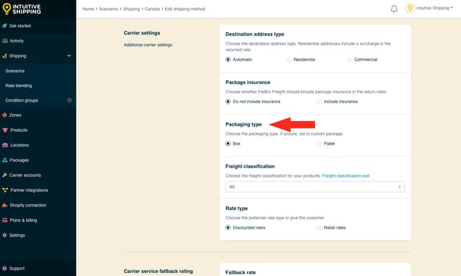 IS - Freight Service Shipping Method - Packaging Type