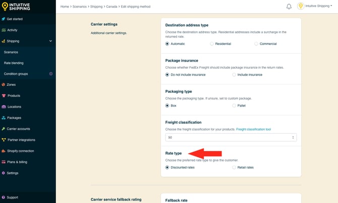 IS - Freight Service Shipping Method - Rate Type