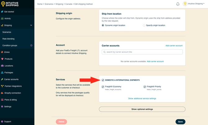 IS - Freight Service Shipping Method - Select All Services