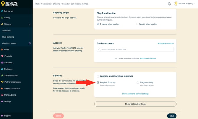 IS - Freight Service Shipping Method - Select Freight Economy