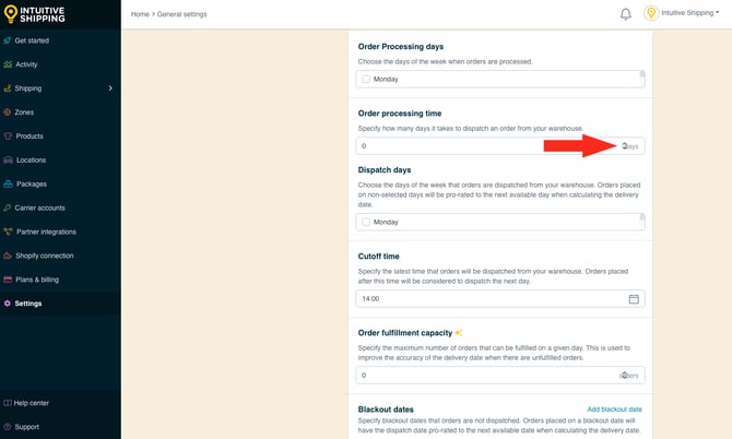 IS - General Settings - Order Processing Time
