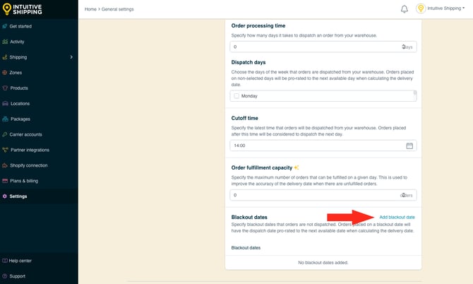 IS - General Settings - Add Blackout Date-1