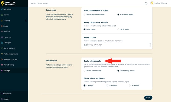 IS - General Settings - Cache Rating Results