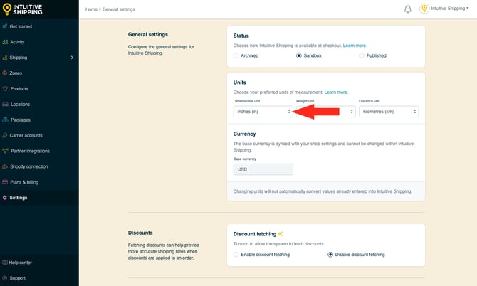 IS - General Settings - Dimensional Unit
