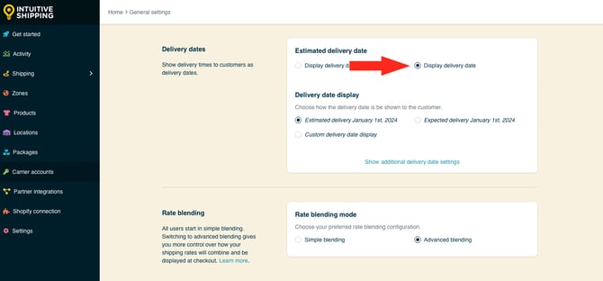 IS - General Settings - Display Delivery Date