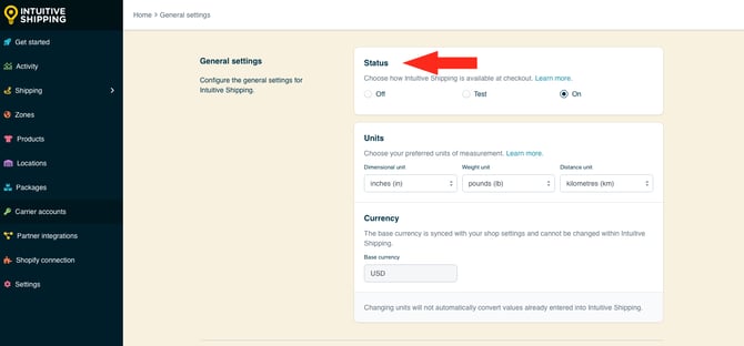 IS - General Settings - Edit Status