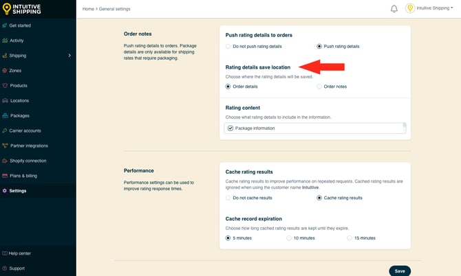 IS - General Settings - Rating Details Save Location