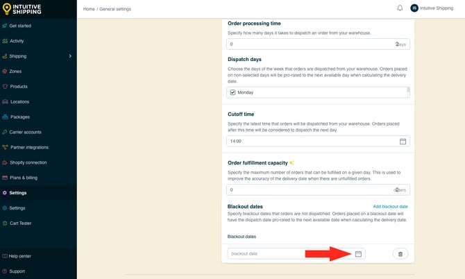 IS - General Settings - Select Blackout Date-2
