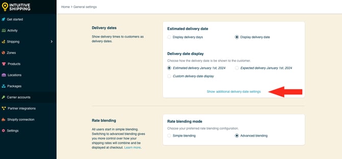 IS - General Settings - Show Additional Delivery Date Settings