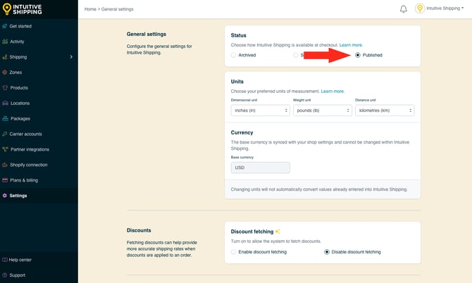 IS - General Settings - Status Published