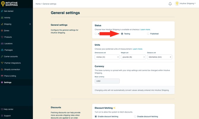 IS - General Settings - Status Testing