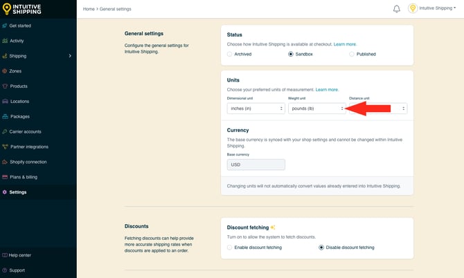 IS - General Settings - Weight Unit