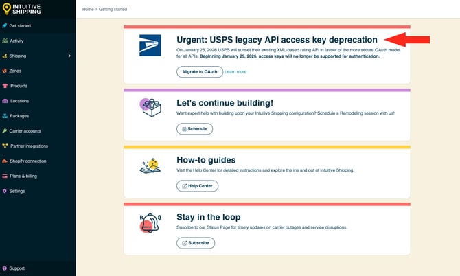 IS - Get Started -  USPS Migration Card