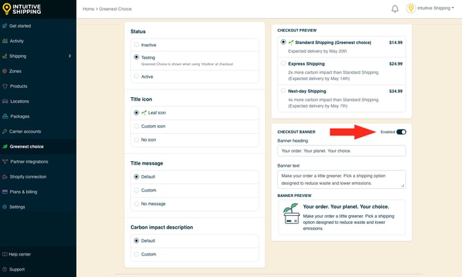 IS - Greenest Choice - Checkout Banner Enabled