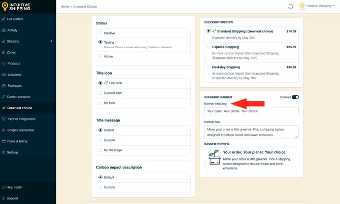 IS - Greenest Choice - Checkout Banner Heading