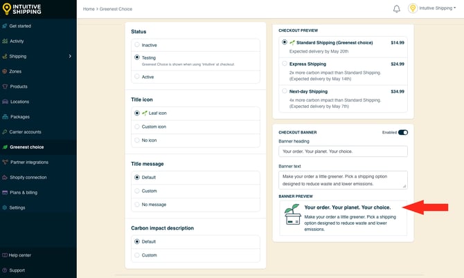 IS - Greenest Choice - Checkout Banner Preview