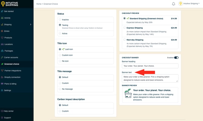 IS - Greenest Choice - Checkout Banner Text