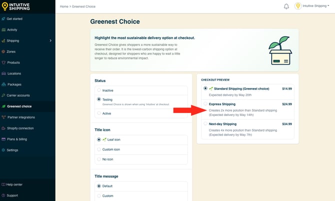 IS - Greenest Choice - Checkout Preview Custom Impact