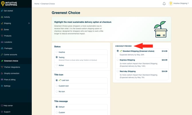 IS - Greenest Choice - Checkout Preview Reference