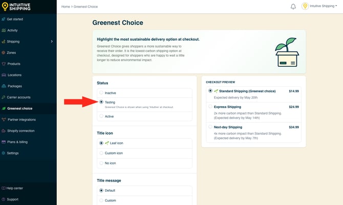IS - Greenest Choice - Status Testing