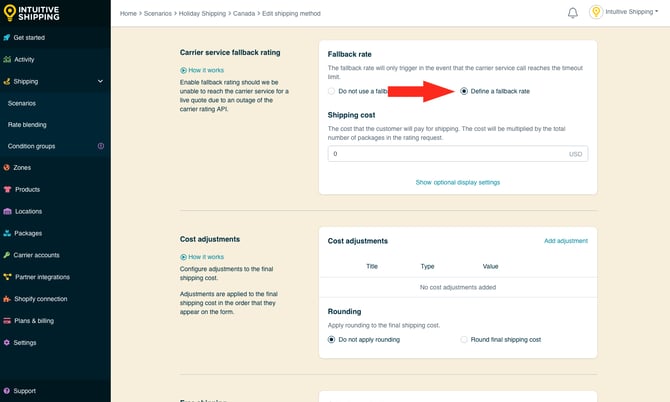 IS - Holiday Shipping Method - Define Fallback Rate