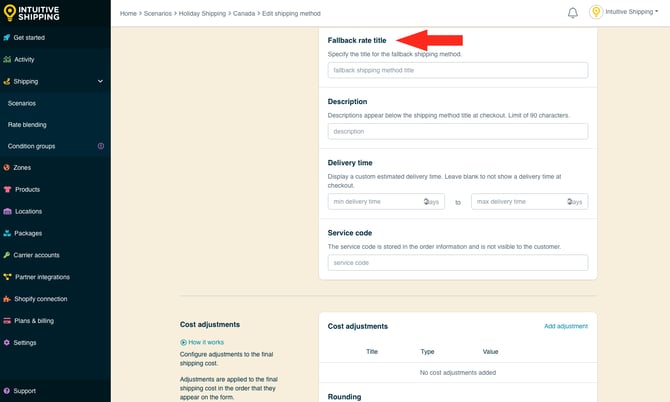 IS - Holiday Shipping Method - Fallback Rate Title