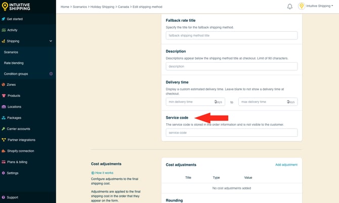 IS - Holiday Shipping Method - Fallback Service Code