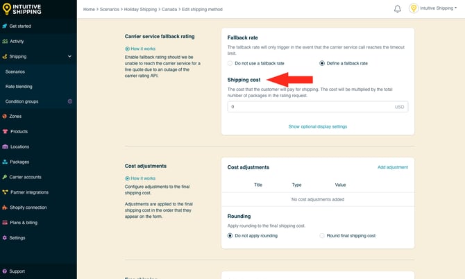 IS - Holiday Shipping Method - Fallback Shipping Cost