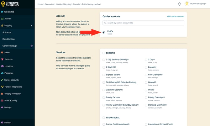 IS - Holiday Shipping Method - Select Carrier Account FedEx