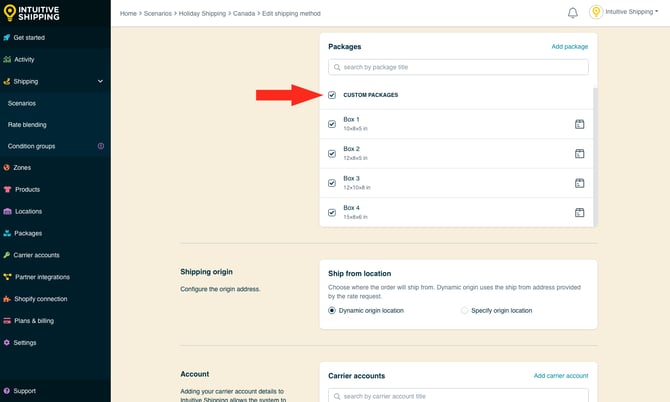 IS - Holiday Shipping Method - Select Custom Packages