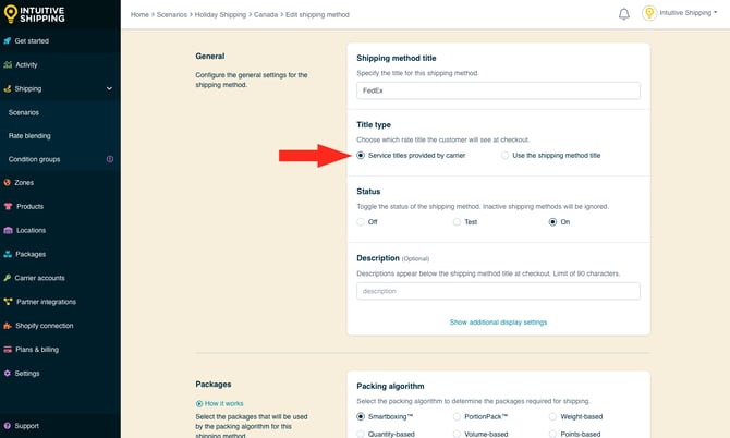 IS - Holiday Shipping Method - Service Titles Provided By Carrier FedEx