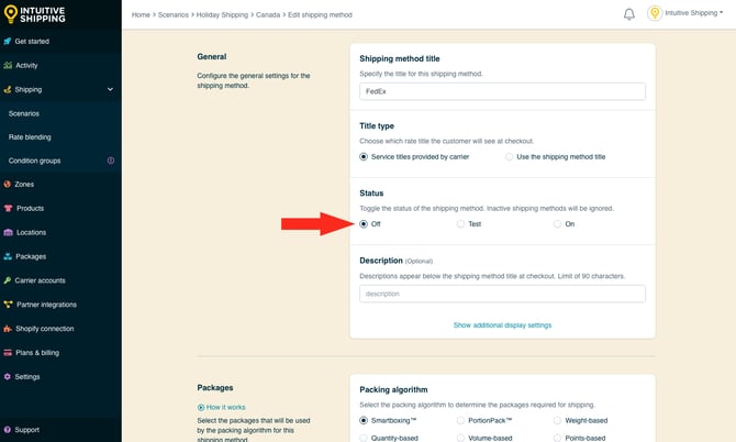 IS - Holiday Shipping Method - Status Off FedEx