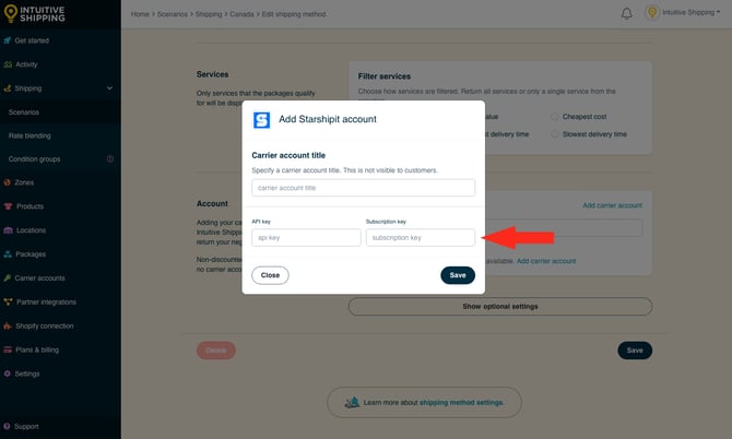IS - Integrated Service Shipping Method - Add Account Credentials
