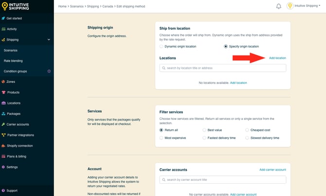 IS - Integrated Service Shipping Method - Add Location