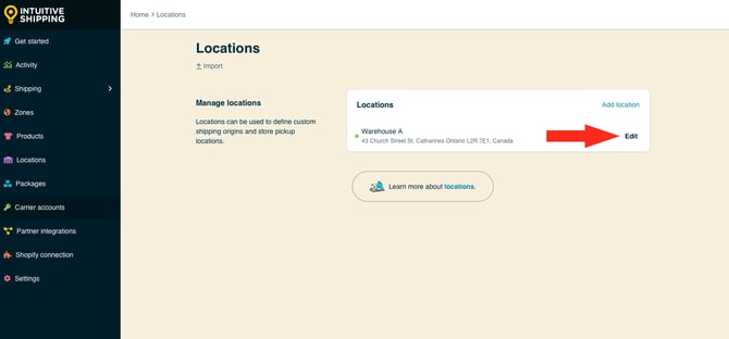 IS - Locations - Edit Warehouse A