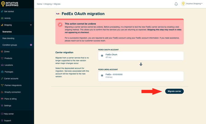 IS - Migrate FedEx - Migrate Carrier Button