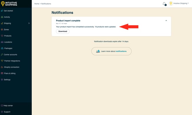IS - Notifications -  Product Import Successful