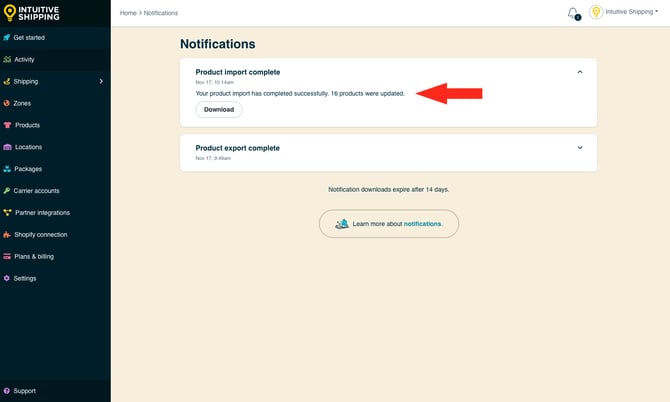 IS - Notifications - Product Import Successful