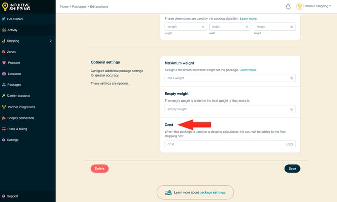 IS - Packages - Edit Cost