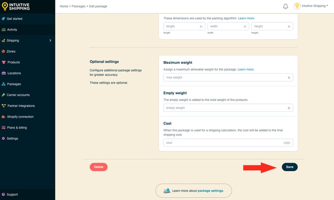 IS - Packages - Save Button