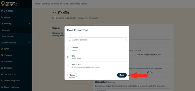 IS - Parcel Service Shipping Method -  Move FedEx To USA - Move Button