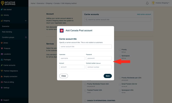 IS - Parcel Service Shipping Method - Add Carrier Account Credentials