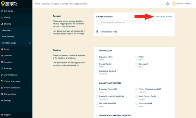 IS - Parcel Service Shipping Method - Add Carrier Account